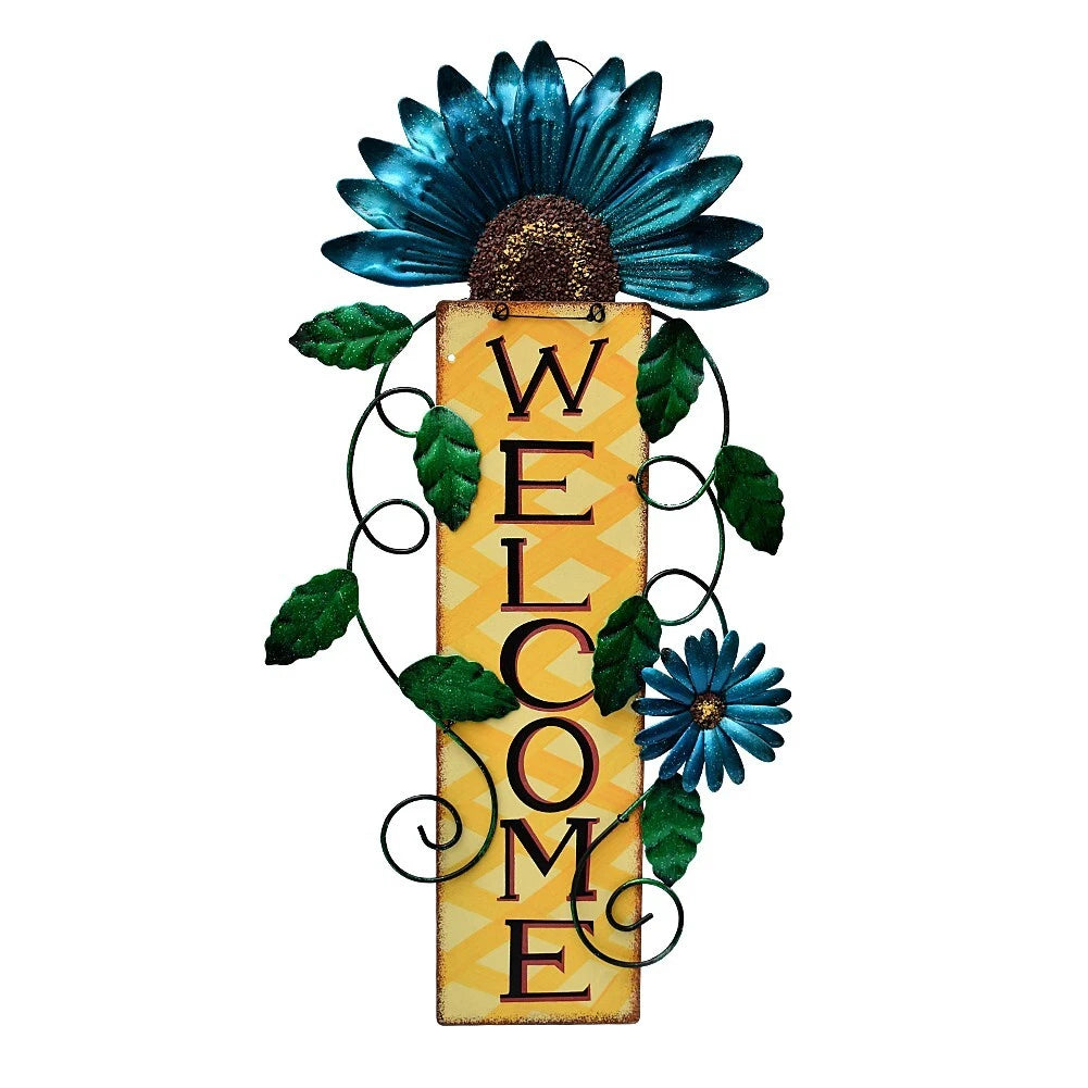 Flower Welcome Sign Metal Daisy Wall Decor Hanging Door Signs Wall Plaques