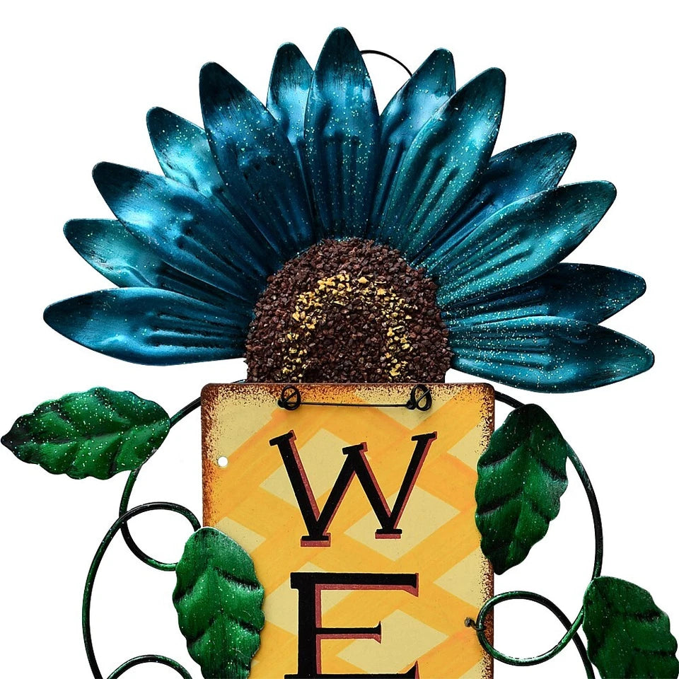 Flower Welcome Sign Metal Daisy Wall Decor Hanging Door Signs Wall Plaques